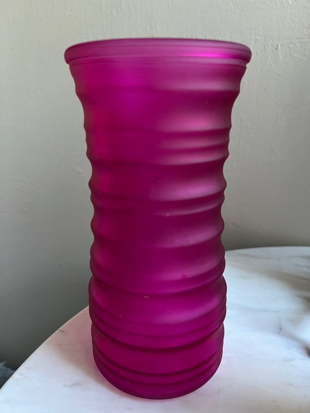 Fuchsia Ribbed Glass Vase - Home Accents